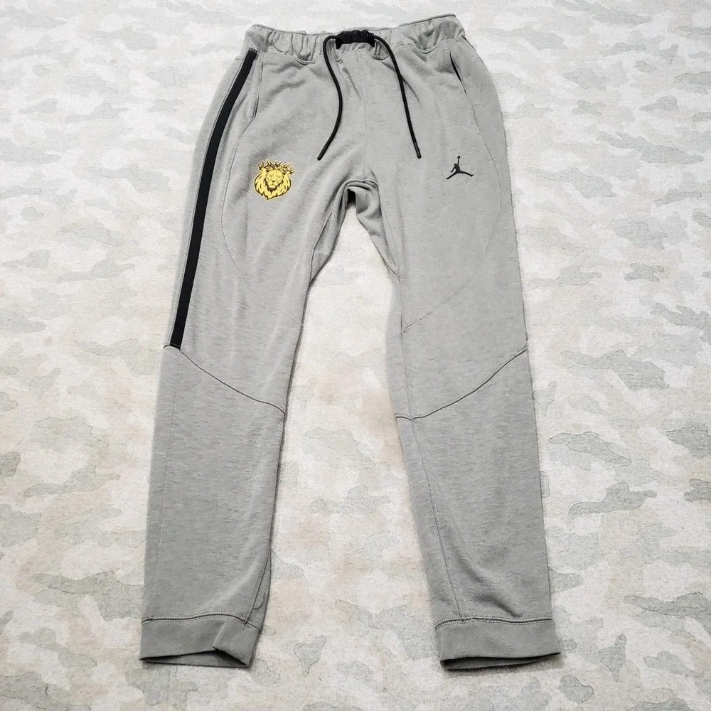 Jordan Joggers Mens Large Gray Pockets Drawstring Sports Fleece Gym